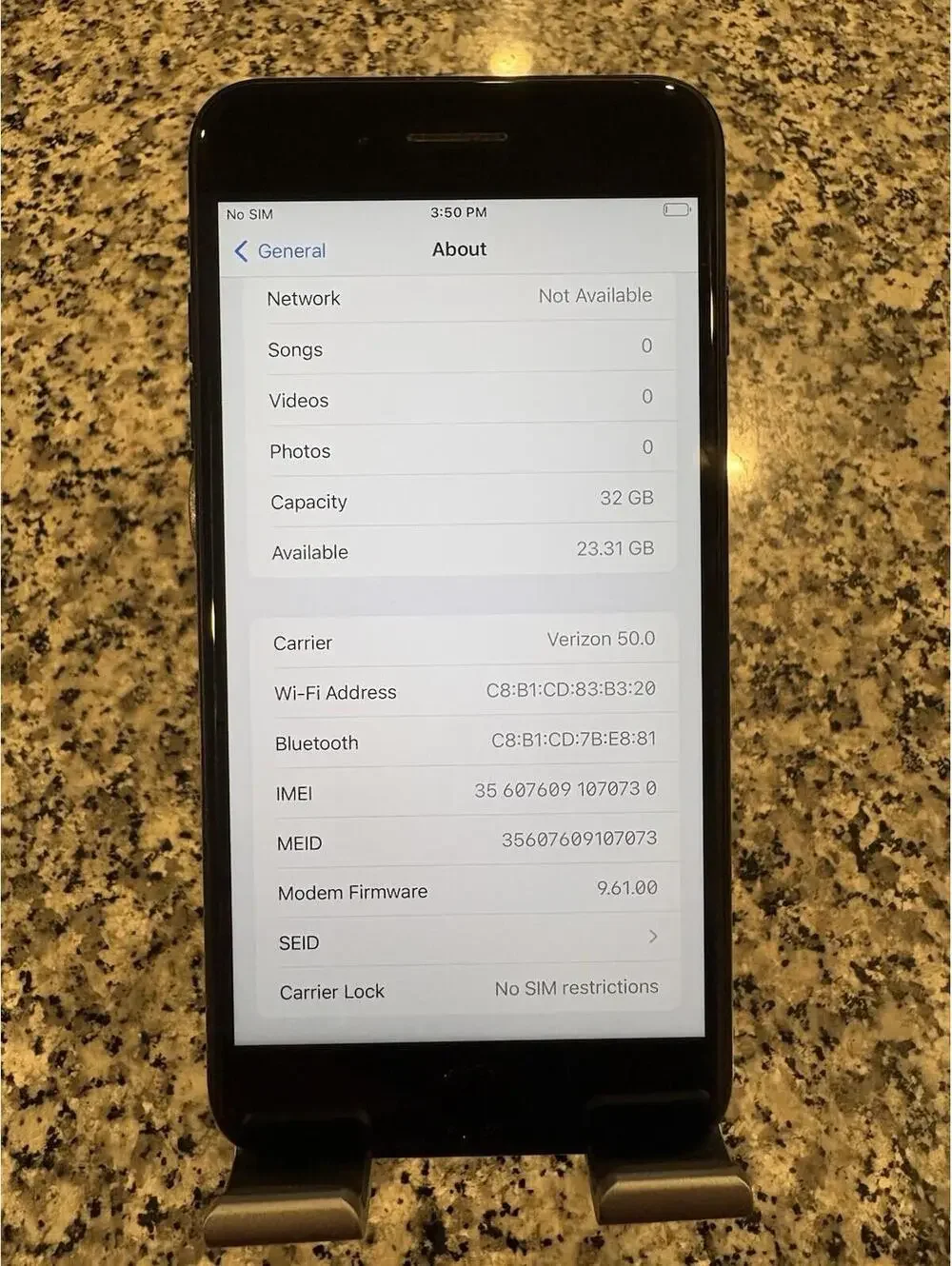 Apple iPhone 7 Plus - 32 GB - Black(Unlocked) Battery Health 90% C